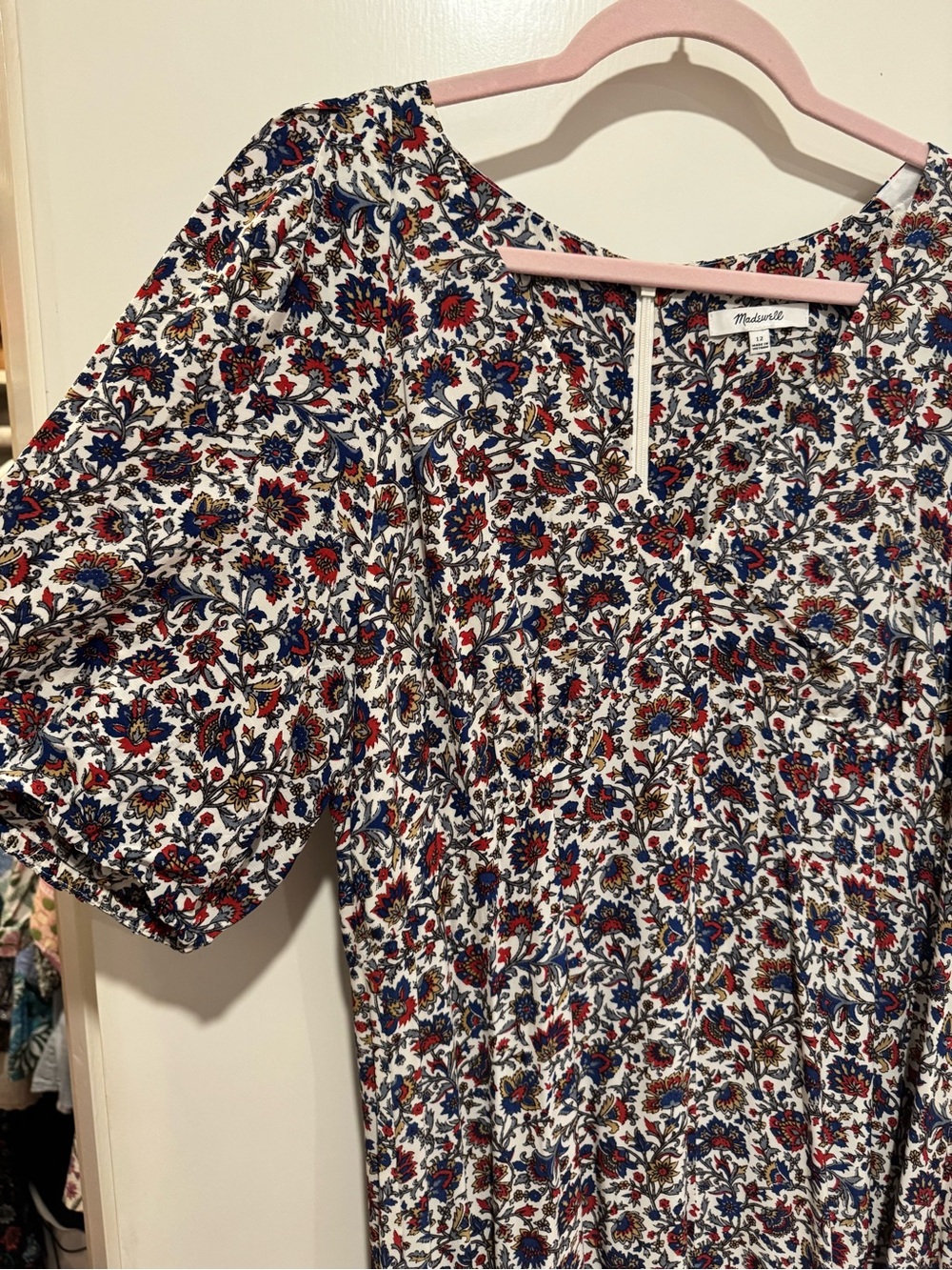 Madewell Floral Maxi Dress in Red, Blue and Cream - Picture 6 of 7